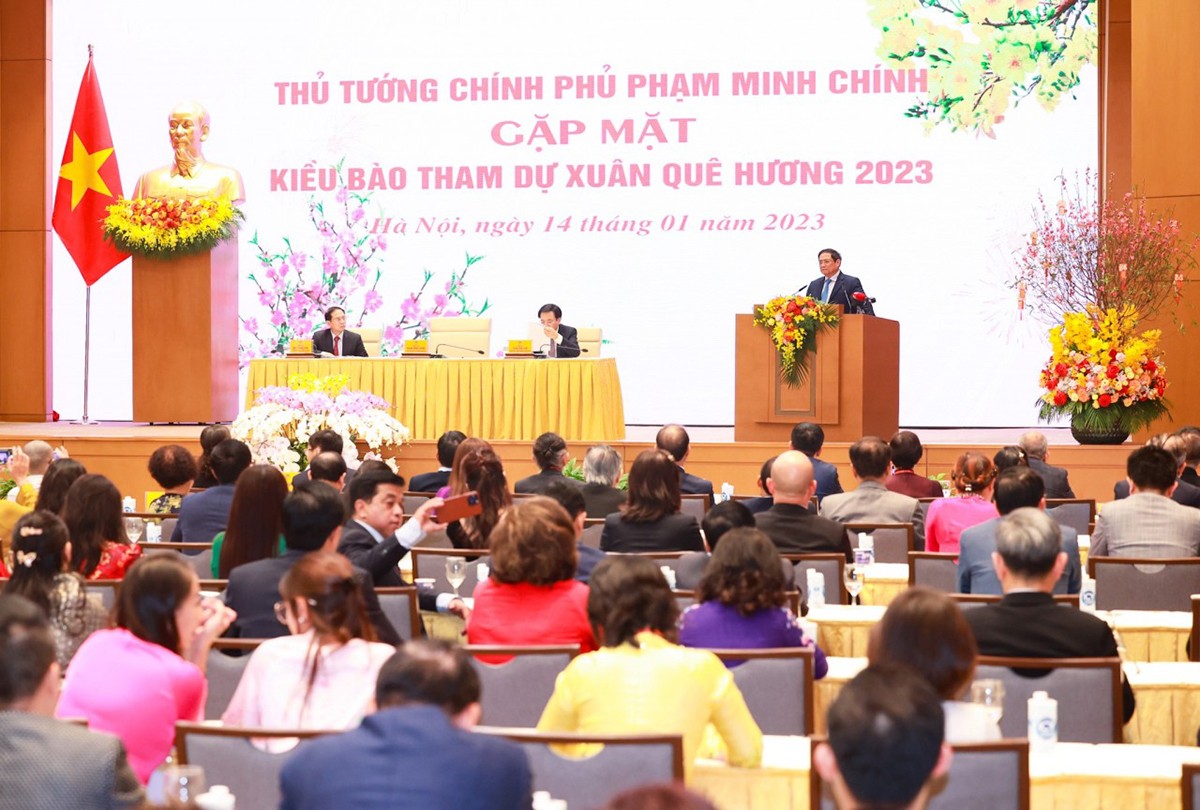 Thủ tướng Phạm Minh Chính phát biểu tại chương trình Xuân Quê hương 2023, ngày 14/1/2023