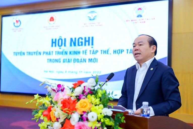 Ông Nguyễn Ngọc Bảo, Chủ tịch Liên minh Hợp tác xã Việt Nam phát biểu tại Hội nghị.