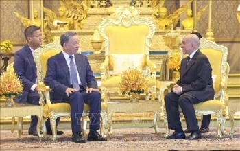 Chủ tịch nước Tô Lâm hội kiến Quốc vương Campuchia Norodom Sihamoni