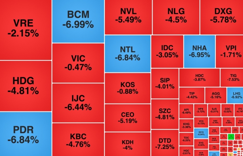 VN-Index giảm gần 25 điểm, hàng loạt cổ phiếu nằm sàn