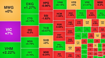 VN-Index chật vật giữ sắc xanh, VIC tăng trần đỡ thị trường