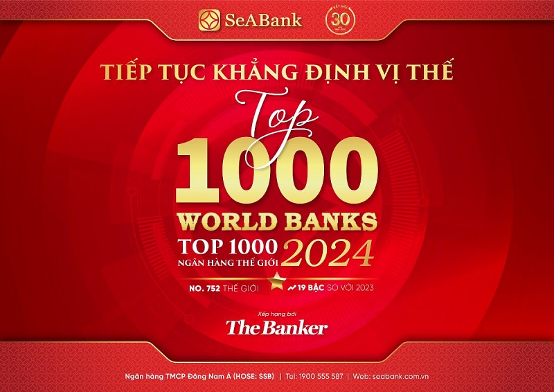 SeABank liên tục tăng bậc trong bảng xếp hạng 'Top 1000 Ngân hàng thế giới'