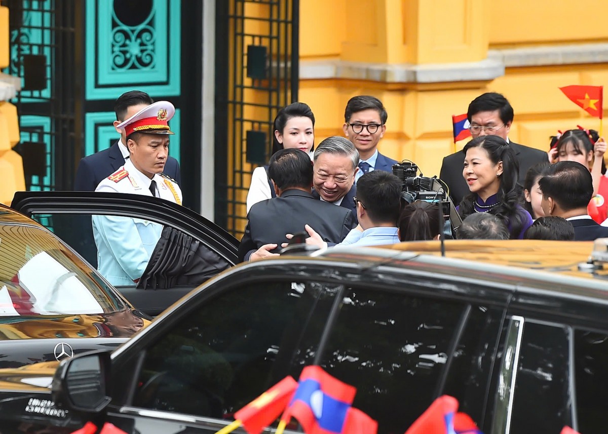 Tổng Bí thư, Chủ tịch nước Tô Lâm chủ trì lễ đón Tổng Bí thư, Chủ tịch nước Lào