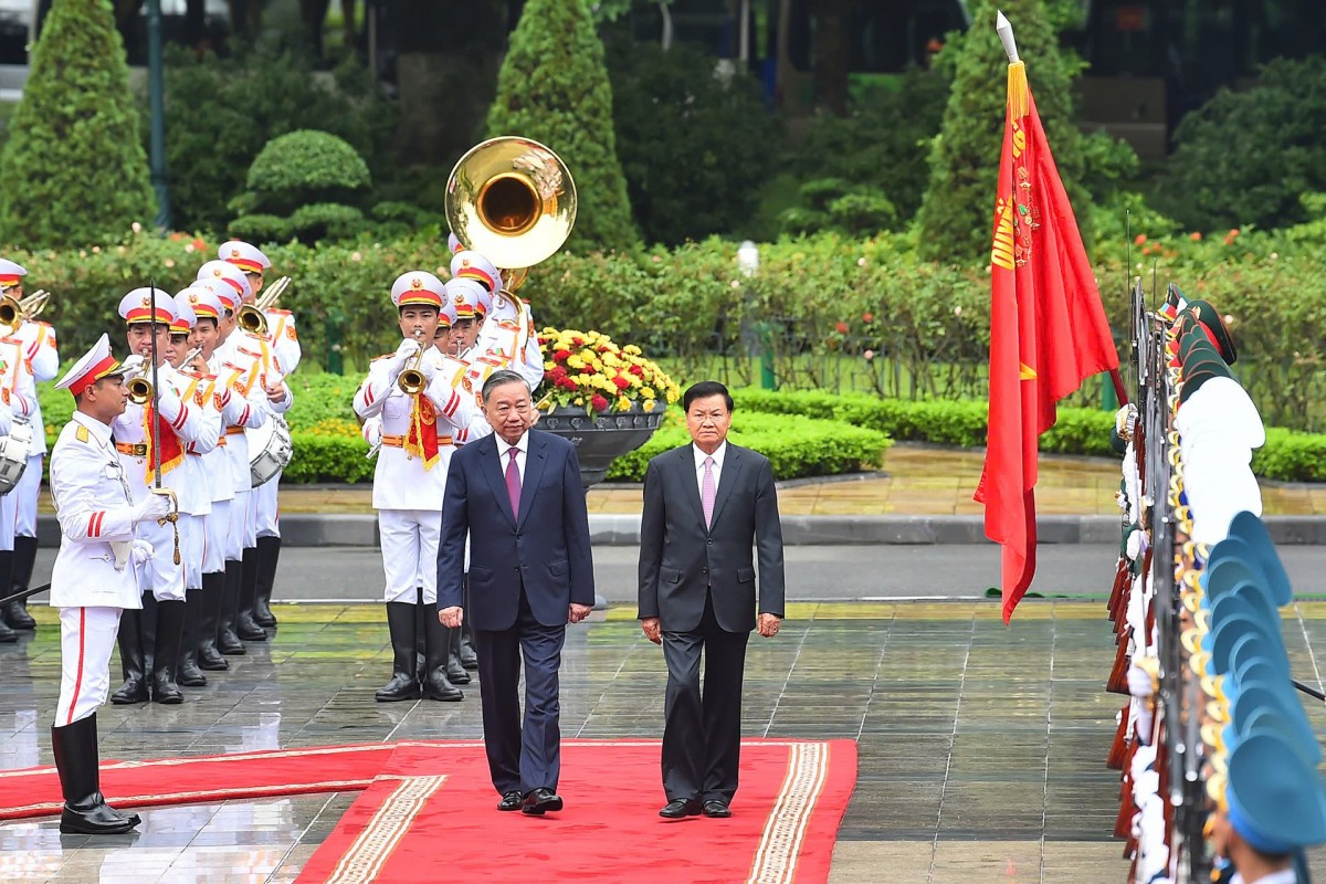 Tổng Bí thư, Chủ tịch nước Tô Lâm chủ trì lễ đón Tổng Bí thư, Chủ tịch nước Lào