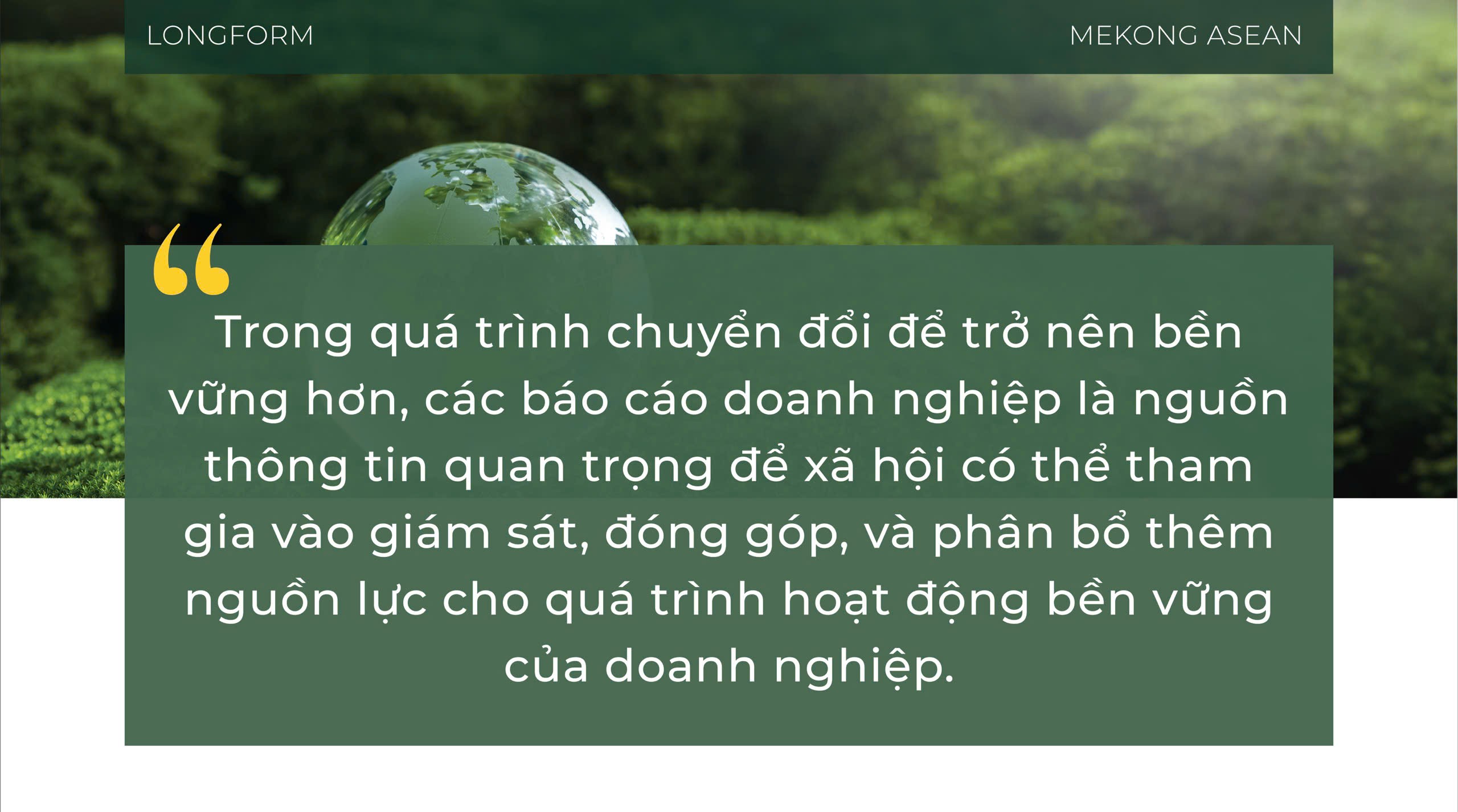 Ý tưởng về một báo cáo riêng các vấn đề môi trường của doanh nghiệp