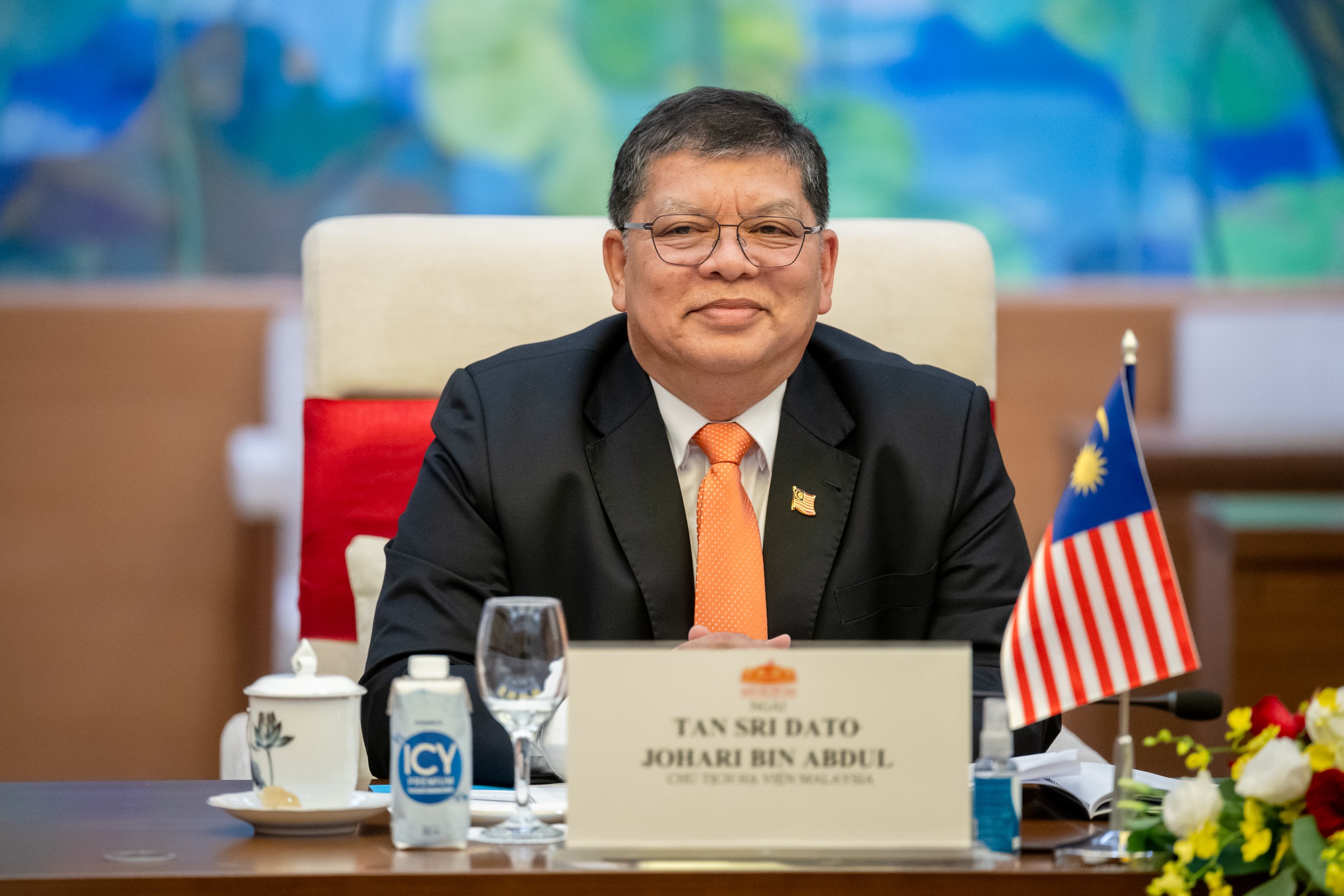 Chủ tịch Hạ viện Malaysia Tan Sri Dato' Johari Bin Abdul tại buổi hội đàm. Ảnh: Quochoi.vn.