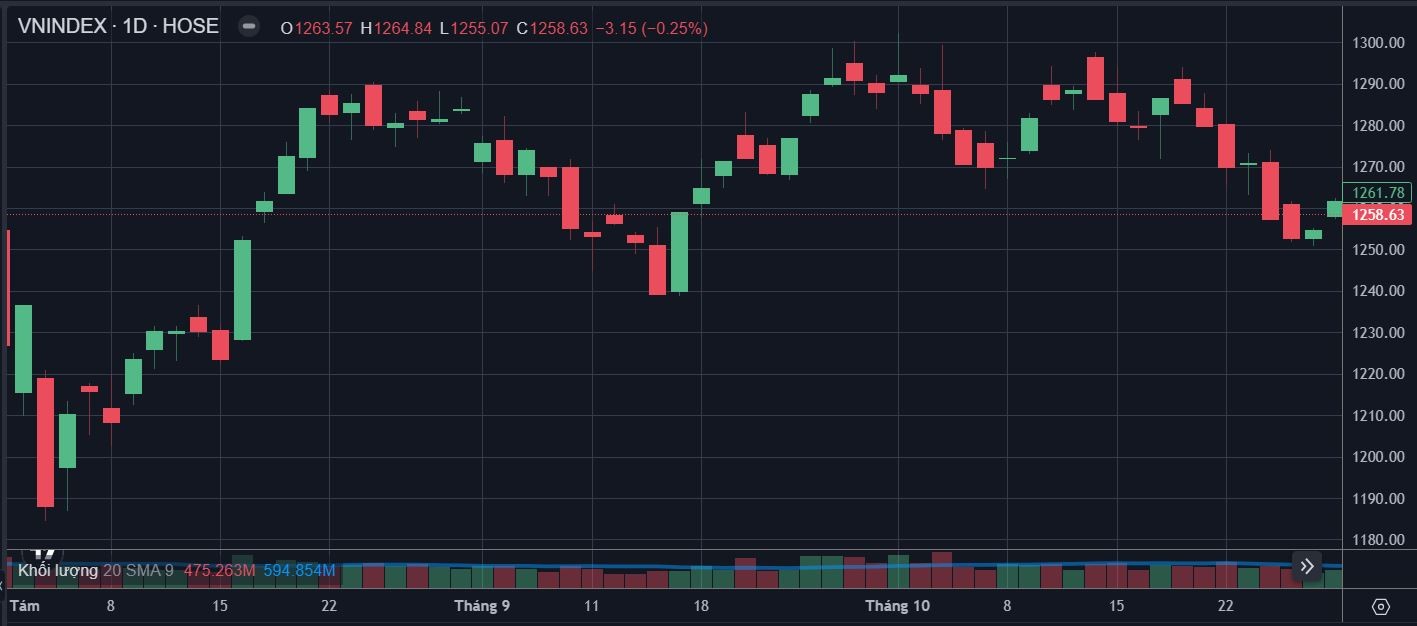 Thanh khoản ‘chớm nở lại tàn’, VN-Index quay đầu mất mốc 1.260 điểm