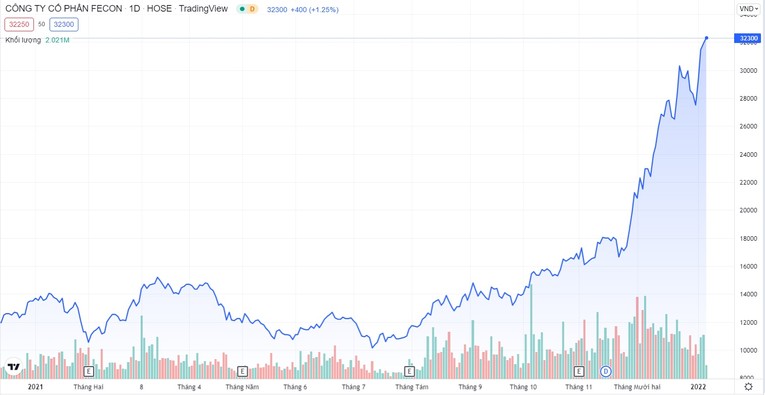 Cổ phiếu FCN tăng dựng đứng trong th&aacute;ng cuối năm.