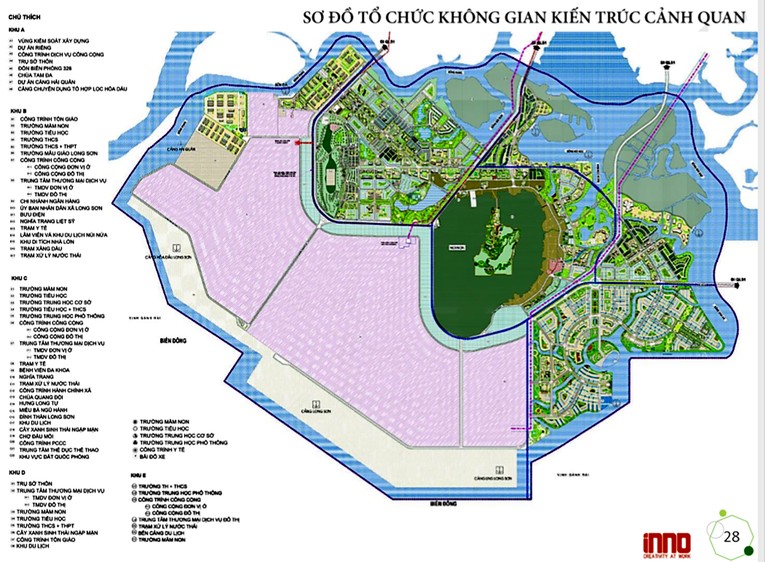 Sơ đồ tổ chức kh&ocirc;ng gian kiến tr&uacute;c cảnh quan to&agrave;n khu. Nguồn: UBND tỉnh B&agrave; Rịa - Vũng T&agrave;u.