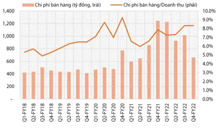 Chi ph&iacute; b&aacute;n h&agrave;ng của HSG.