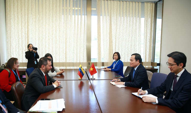 Ph&oacute; Thủ tướng Trần Lưu Quang tiếp Bộ trưởng Ngoại giao Venezuela Yvan Gil Pinto. Ảnh: VGP
