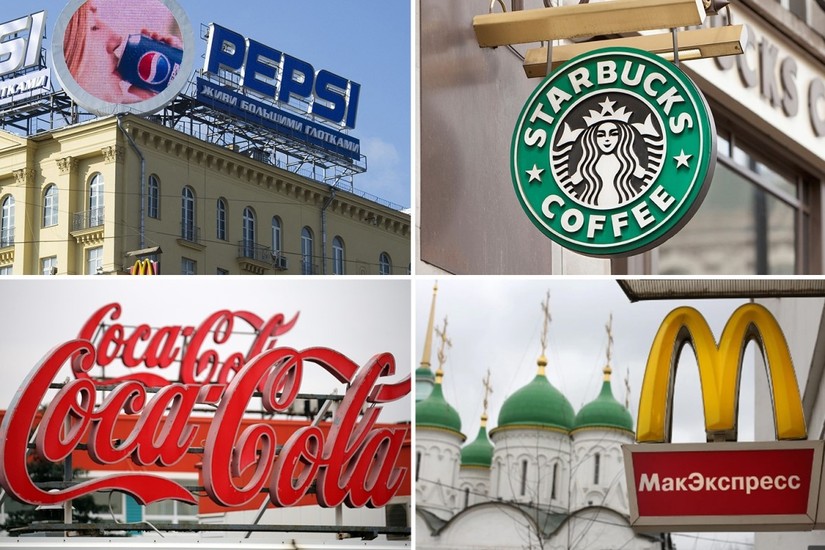 McDonald, Starbucks, Coca Cola v&agrave; Pepsi cho biết họ đang tạm dừng kinh doanh tại Nga. Ảnh: The Sun