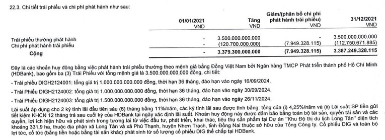 B&aacute;o c&aacute;o t&agrave;i ch&iacute;nh năm 2021 về 3 l&ocirc; tr&aacute;i phiếu của DIC Corp.