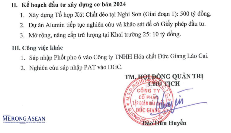 Kế hoạch kinh doanh năm 2023 của DGC. Nguồn: DGC