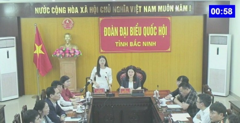 Đại biểu Nguyễn Thị H&agrave; chất vấn trực tuyến.