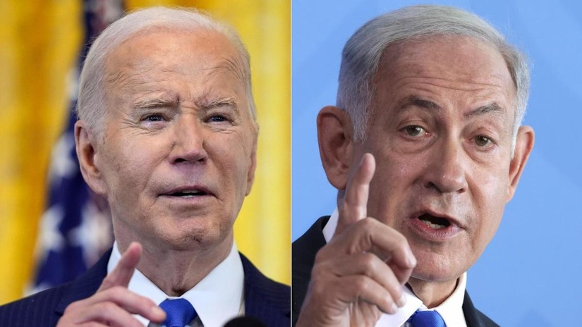 Tổng thống Mỹ Joe Biden (tr&aacute;i) v&agrave; Thủ tướng Israel Benjamin Netanyahu (phải). Ảnh: AP/Getty Images