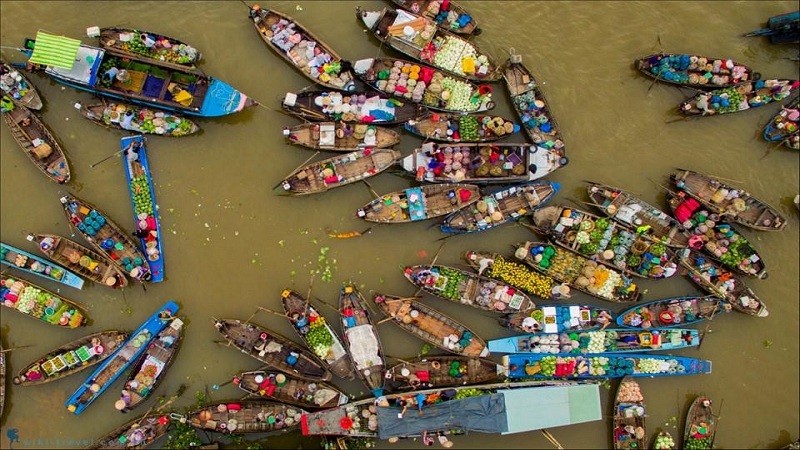 Chợ nổi C&aacute;i Răng, Cần Thơ. Ảnh: Adventure Journey