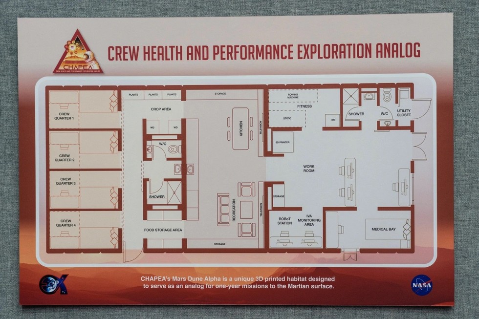 Sơ đồ của Mars Dune Alpha - nơi c&aacute;c t&igrave;nh nguyện vi&ecirc;n sống trong 1 năm. Ảnh: Reuters