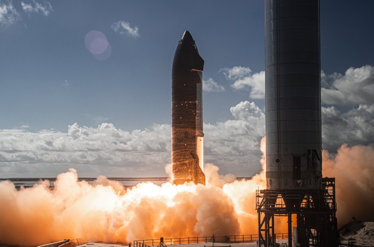 Thử nghiệm nguy&ecirc;n mẫu t&ecirc;n lửa Starship ng&agrave;y 12/11/2021 tại Boca Chica, Texas. Ảnh: SpaceX