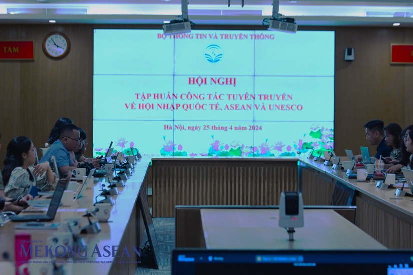 Quang cảnh Hội nghị tập huấn c&ocirc;ng t&aacute;c tuy&ecirc;n truyền về hội nhập quốc tế, ASEAN v&agrave; UNESCO. Ảnh: Đỗ Thảo - Mekong ASEAN