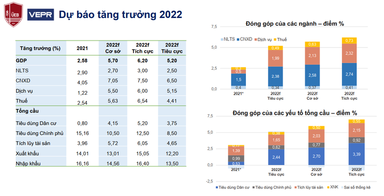 Dự b&aacute;o tăng trưởng kinh tế trong qu&yacute; III/2022 (Nguồn: VEPR)