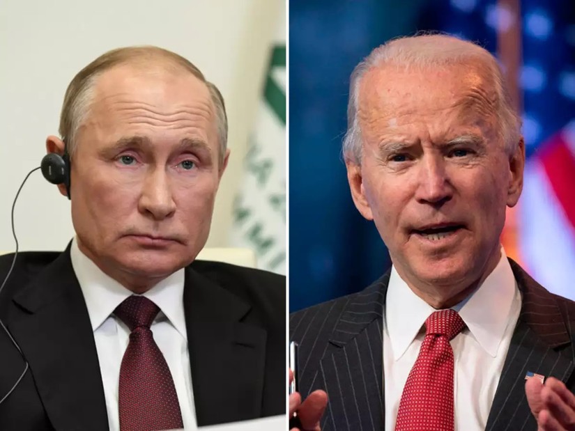 Tổng thống Nga Vladimir Putin v&agrave; Tổng thống Mỹ Joe Biden. Quan hệ Nga - Mỹ ng&agrave;y c&agrave;ng đi xuống kể từ khi chiến sự tại Ukraine nổ ra. Ảnh: AP