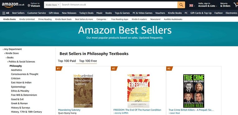 &ldquo;Meandering Sobriety&rdquo; trở th&agrave;nh một trong những cuốn s&aacute;ch nhận được nhiều đơn h&agrave;ng nhất tại Amazon UK (Vương quốc Anh).