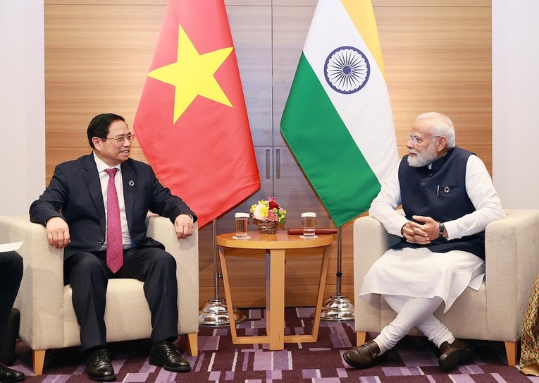 Thủ tướng Phạm Minh Ch&iacute;nh hội kiến Thủ tướng Ấn Độ Narendra Modi. Ảnh: VGP