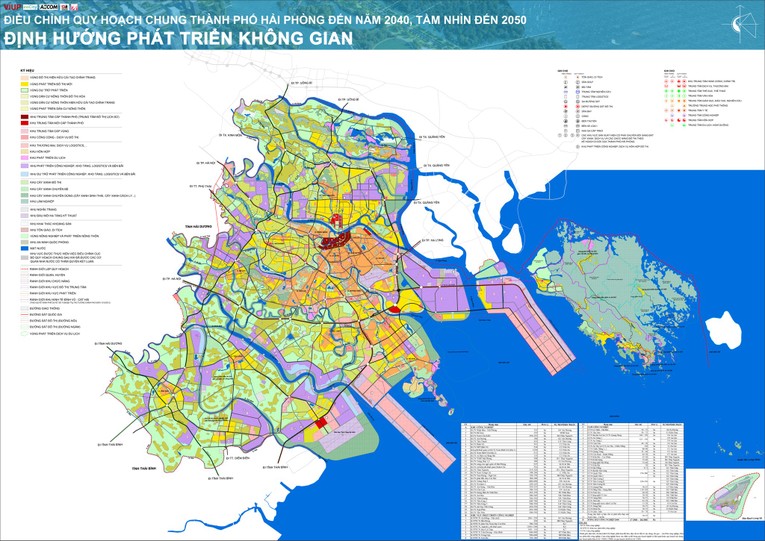 Định hướng ph&aacute;t triển kh&ocirc;ng gian trong Điều chỉnh Quy hoạch chung th&agrave;nh phố Hải Ph&ograve;ng đến năm 2040, tầm nh&igrave;n đến năm 2050. Ảnh: CTTĐT TP Hải Ph&ograve;ng.