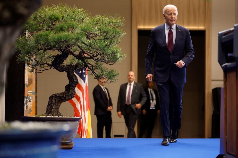 Tổng thống Mỹ Joe Biden trong cuộc họp b&aacute;o kết th&uacute;c Hội nghị Thượng đỉnh G7 tại Hiroshima, Nhật Bản ng&agrave;y 21/5. Ảnh: Reuters