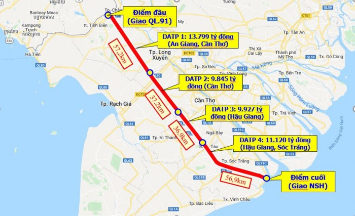 Dự &aacute;n cao tốc Ch&acirc;u Đốc - Cần Thơ - S&oacute;c Trăng.