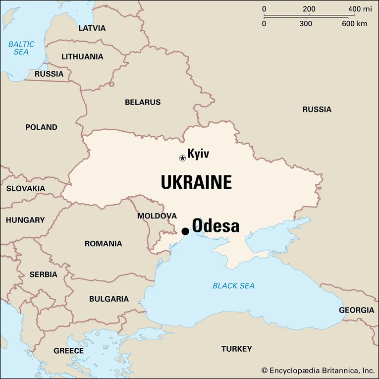 Vị tr&iacute; địa l&yacute; của cảng Odessa do Ukraine nắm giữ. Ảnh: Britannica Encyclopedia