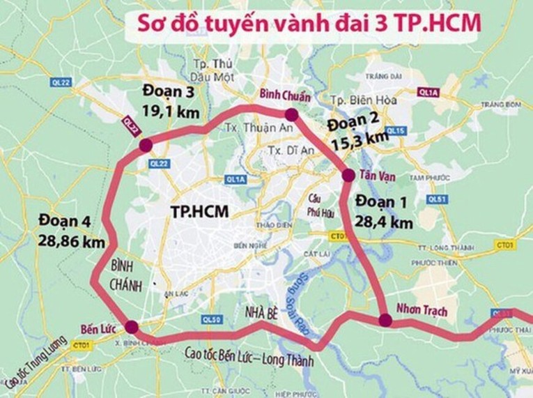 Dự &aacute;n tuyến V&agrave;nh đai 3 TP HCM. Nguồn: Trung t&acirc;m B&aacute;o ch&iacute; TP HCM.