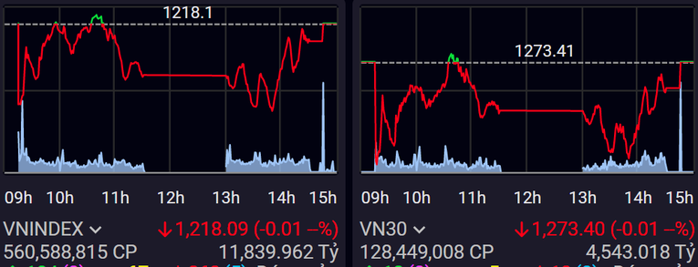 Diễn biến của chỉ số VN-Index v&agrave; VN30 h&ocirc;m nay. SSI