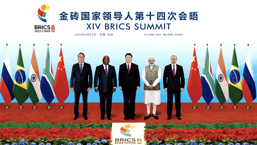 5 nh&agrave; l&atilde;nh đạo Trung Quốc, Nga, Brazil, Ấn Độ v&agrave; Nam Phi tham gia Hội nghị Thượng đỉnh BRICS lần thứ 14 ng&agrave;y 23/6/2022. Ảnh: CGTN