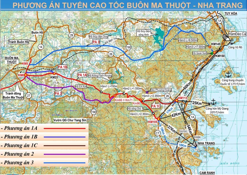 Hướng tuyến cao tốc Kh&aacute;nh H&ograve;a - Bu&ocirc;n Ma Thuột.