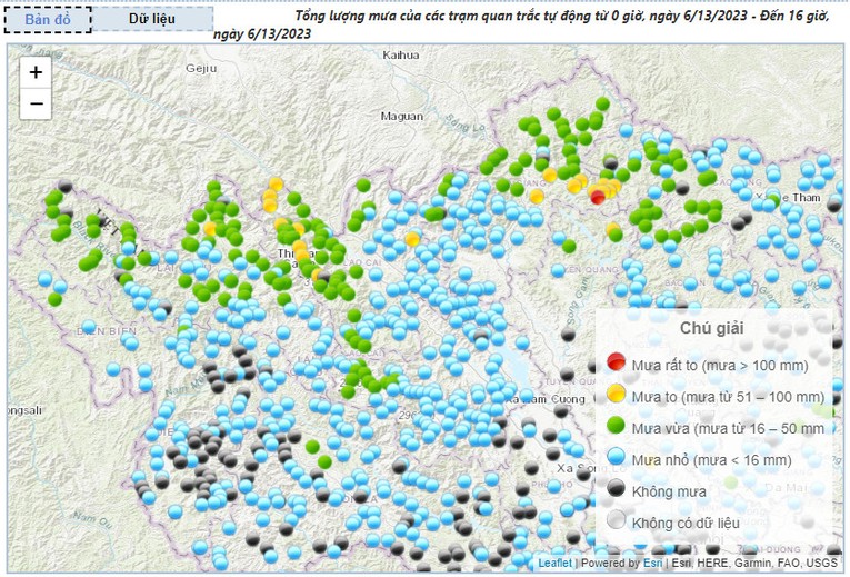 Bản đồ mưa tại miền Bắc ng&agrave;y 13/6/2023.