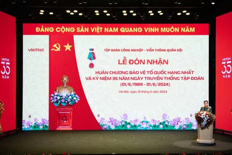 Chủ tịch ki&ecirc;m Tổng gi&aacute;m đốc Tập đo&agrave;n &ndash; Thiếu tướng T&agrave;o Đức Thắng ph&aacute;t biểu tại lễ kỷ niệm.