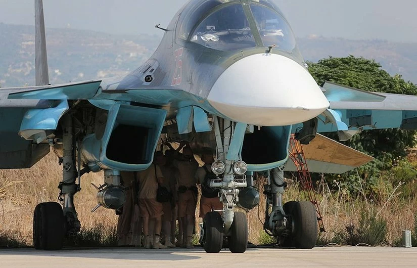 M&aacute;y bay Sukhoi Su-34 của Nga tại Syria. Ảnh: TASS