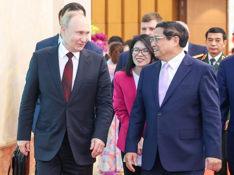 Tổng thống Putin cảm ơn sự đ&oacute;n tiếp th&acirc;n t&igrave;nh, trọng thị, cũng như những t&igrave;nh cảm tốt đẹp m&agrave; l&atilde;nh đạo v&agrave; nh&acirc;n d&acirc;n Việt Nam d&agrave;nh cho &ocirc;ng - Ảnh: VGP