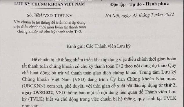 Xem xét áp dụng chu kỳ thanh toán T+2 cho nhà đầu tư chứng khoán từ 29/8