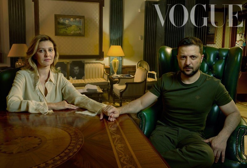 Vợ chồng Tổng thống Zelensky tr&ecirc;n tạp ch&iacute; Vogue. Ảnh: Vogue