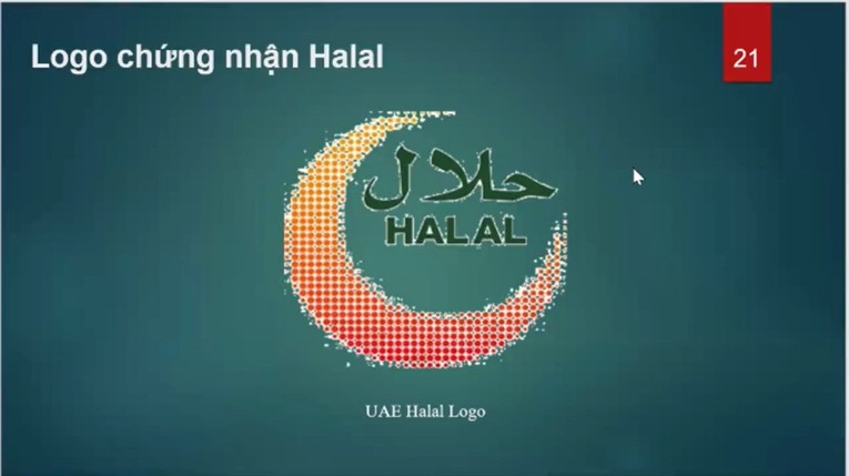 Logo chứng nhận Halal v&agrave;o thị trường UAE.