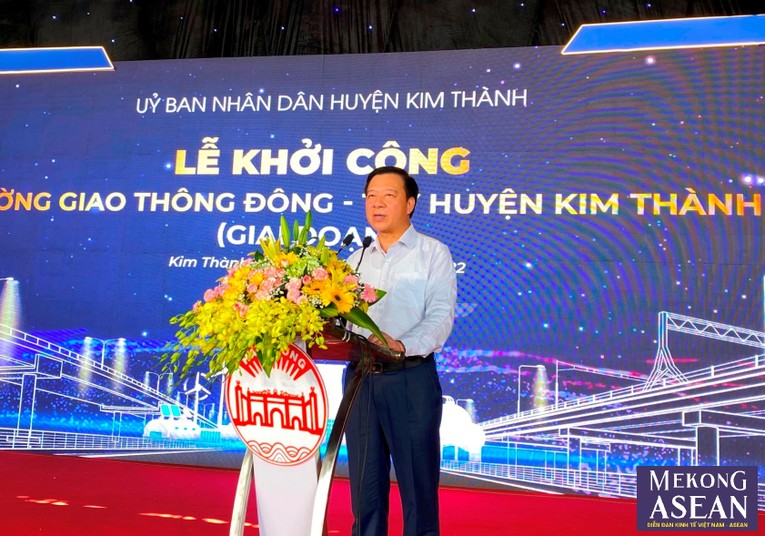 &Ocirc;ng Phạm Xu&acirc;n Thăng, Ủy vi&ecirc;n Trung ương Đảng, B&iacute; thư Tỉnh ủy, Chủ tịch HĐND tỉnh Hải Dương ph&aacute;t biểu tại lễ khởi c&ocirc;ng.