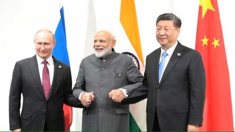 Tổng thống Nga Vladimir Putin, Thủ tướng Ấn Độ Narendra Modi v&agrave; Chủ tịch Trung Quốc Tập Cận B&igrave;nh. Ảnh: Reuters