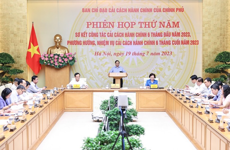 Phi&ecirc;n họp thứ 5 của Ban Chỉ đạo sơ kết c&ocirc;ng t&aacute;c 6 th&aacute;ng đầu năm 2023 v&agrave; x&aacute;c định phương hướng, nhiệm vụ 6 th&aacute;ng cuối năm 2023 - Ảnh: VGP