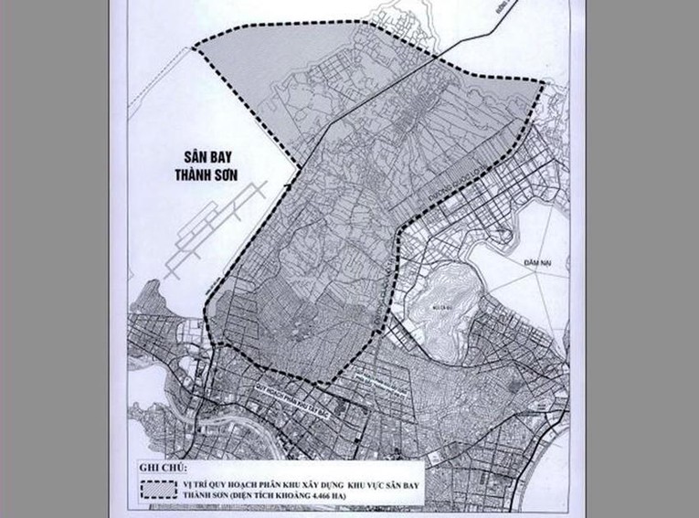 Quy hoạch ph&acirc;n khu x&acirc;y dựng khu vực s&acirc;n bay Th&agrave;nh Sơn rộng 4.466 ha. Nguồn: Sở x&acirc;y dựng tỉnh Ninh Thuận.