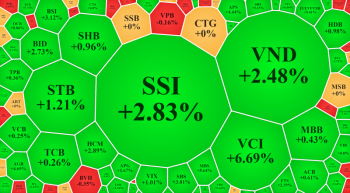 VN-Index đảo chiều tăng hơn 10 điểm, cổ phiếu ngân hàng thành trụ đỡ