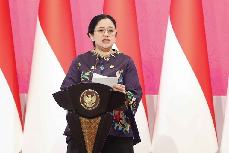 Chủ tịch Hội đồng Đại diện Nh&acirc;n d&acirc;n Indonesia Puan Maharani ph&aacute;t biểu khai mạc AIPA-44. Ảnh: TTXVN