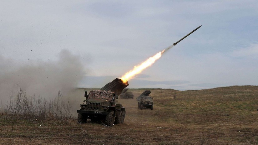 Hệ thống ph&aacute;o phản lực BM-21 Grad của Ukraine. Ảnh: AFP